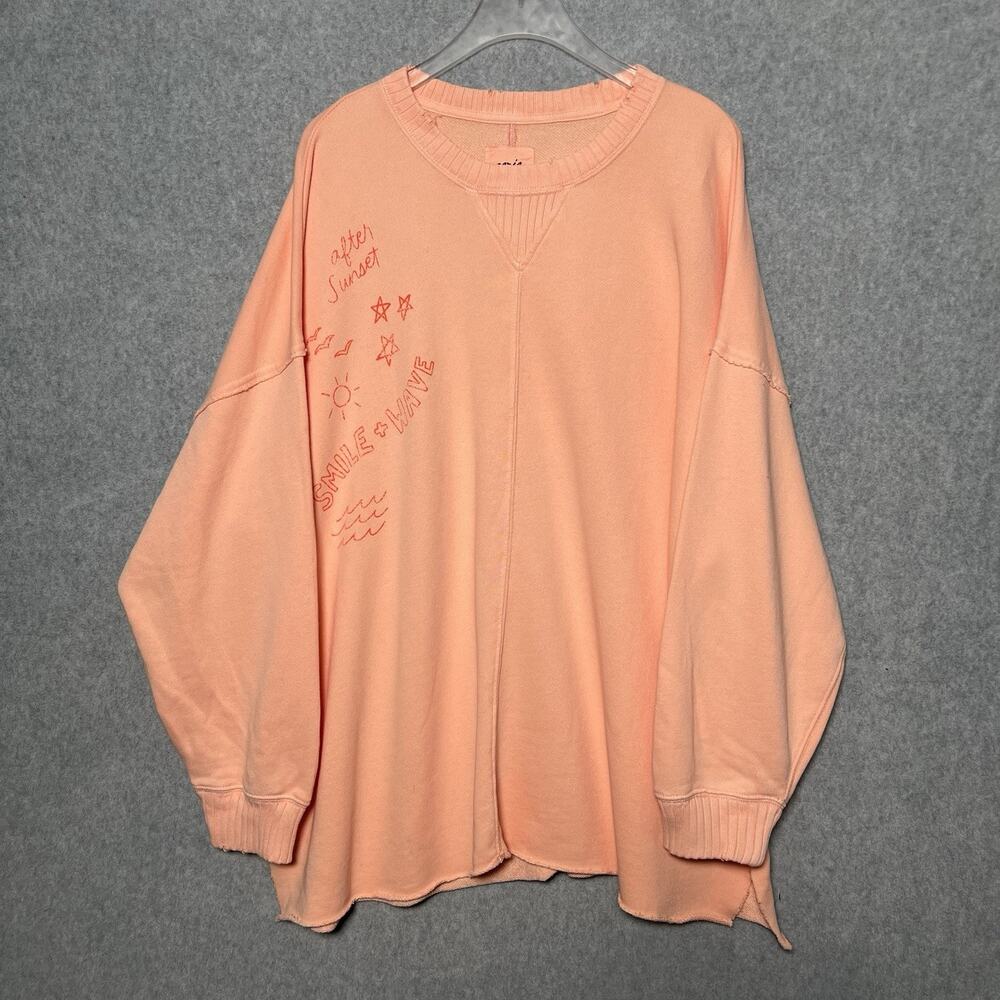 AERIE Size M Boho Down to Earth Sweatshirt After Sunset Oversized Crewneck NEW